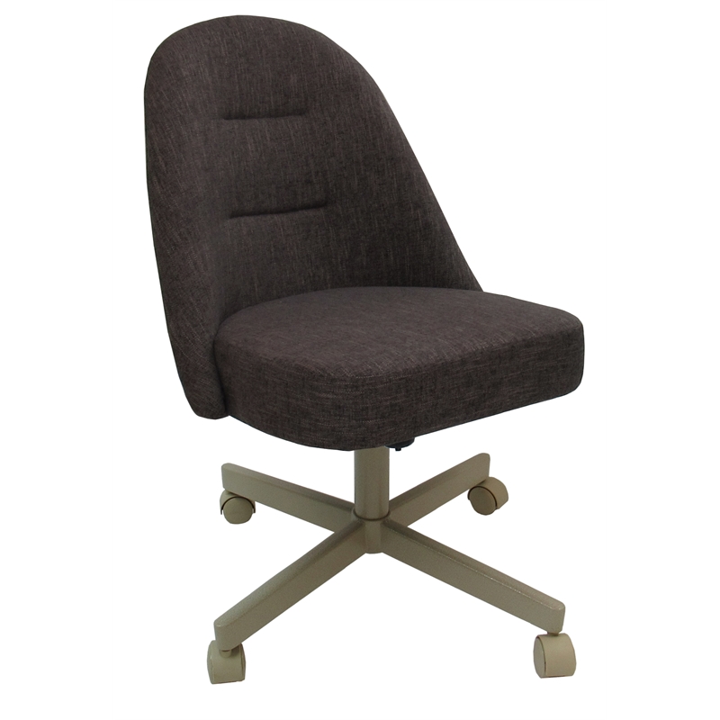 Pemberly Row Dinette Swivel Metal Caster Chairs in Clear Glass & Sanora Brown