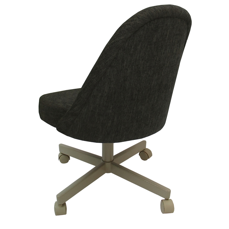 Pemberly Row Dinette Swivel Metal Caster Chairs in Clear Glass & Sanora Brown