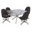 Pemberly Row Dinette Swivel Metal Caster Chairs in Clear Glass & Sanora Brown