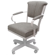 Pemberly Row Swivel Dining Caster Chair with Wood Arms in Ash & White Metal