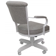 Pemberly Row Swivel Dining Caster Chair with Wood Arms in Ash & White Metal