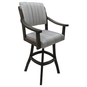 Pemberly Row 30&quot Swivel Solid Wood Bar Stool in Natural/Gray