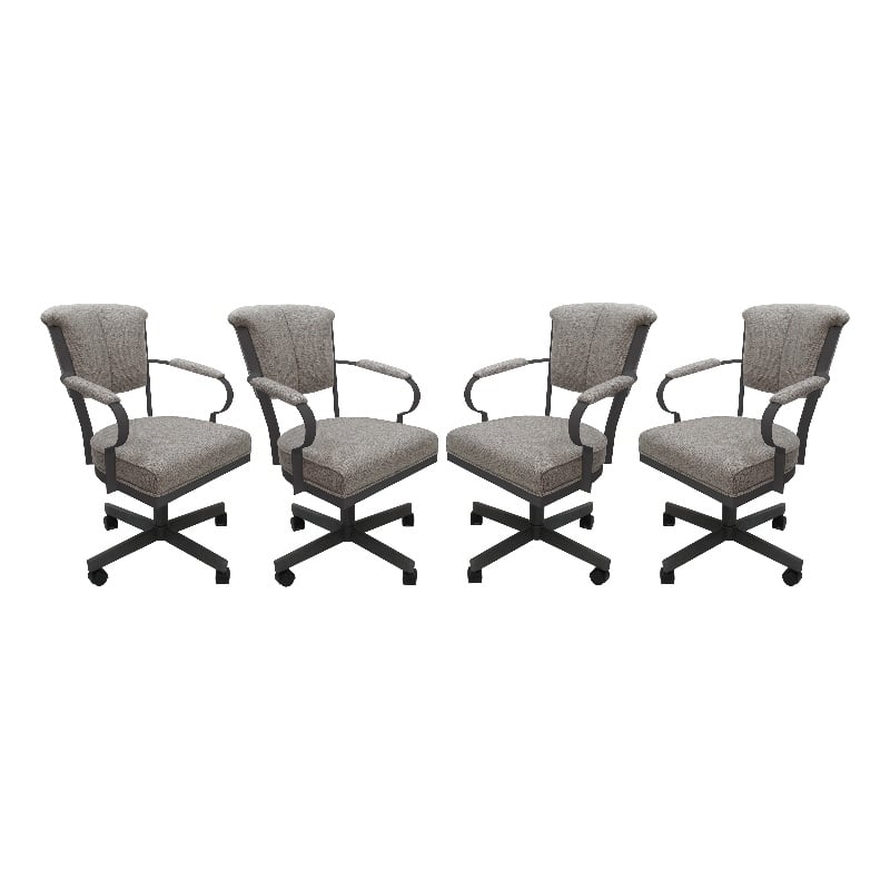 Pemberly Row Set of 4 Swivel Metal Dining Caster Chairs on Wheels