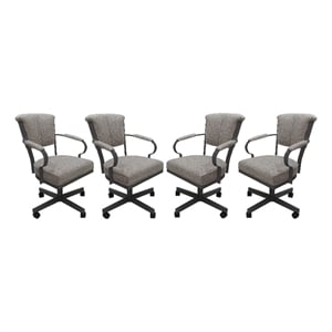 Pemberly Row Set of 4 Swivel Metal Dining Caster Chairs on Wheels