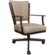 Pemberly Row Leather Dining Caster Chair Swivel Tilt in Tan Leather on Brown