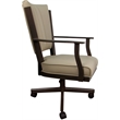 Pemberly Row Leather Dining Caster Chair Swivel Tilt in Tan Leather on Brown