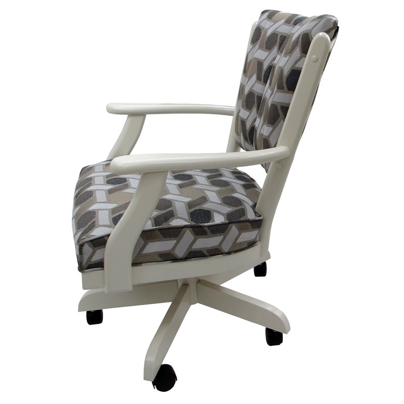 Pemberly Row Swivel Wood Dining Caster Chair on Wheels in Brown