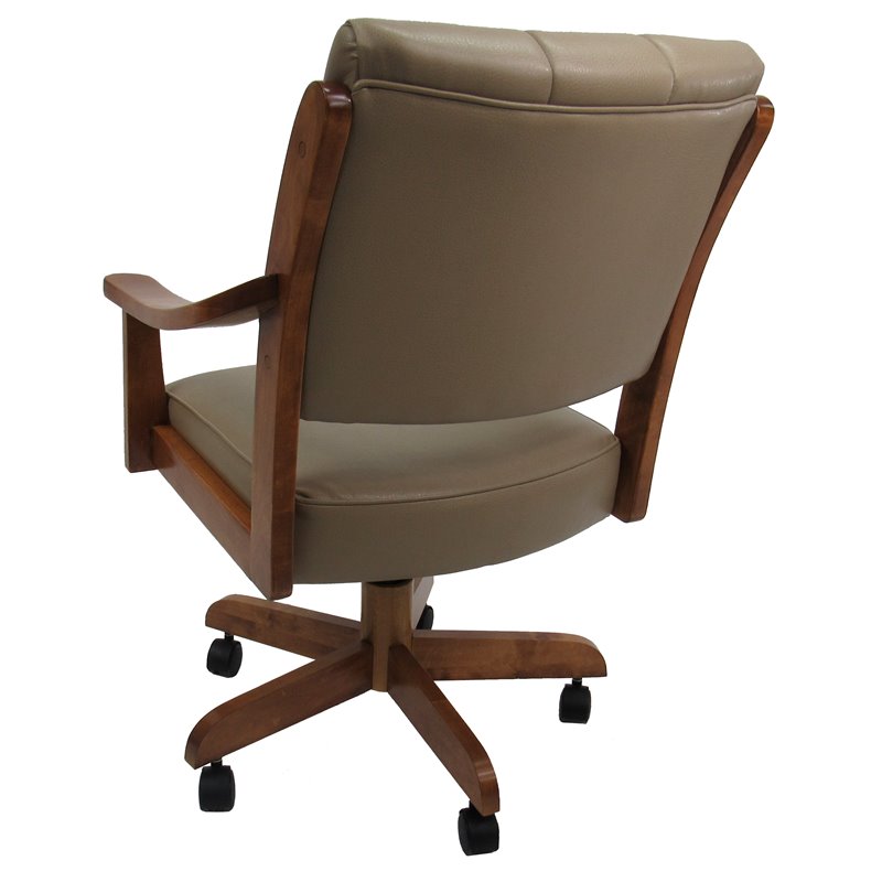 Pemberly Row Contemporary Swivel Wood Dining Caster Chair in Taupe Brown