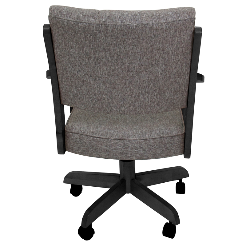 Pemberly Row Solid Wood Dining Caster Chair in Mojave Gray with Dark Gray Frame