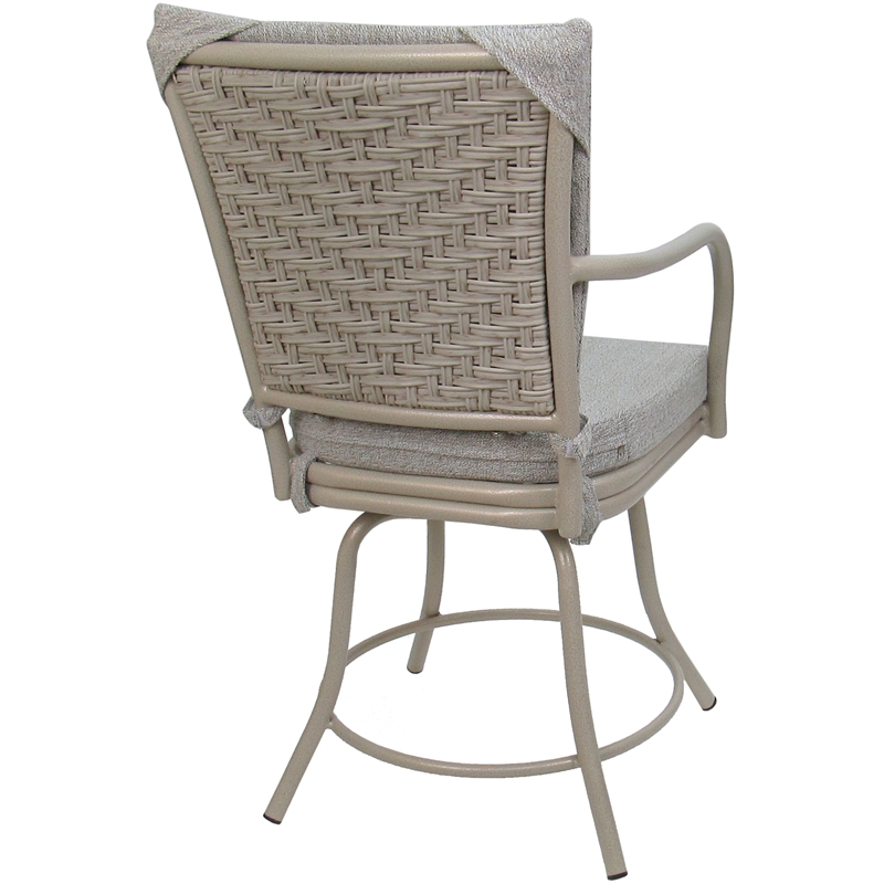 Pemberly Row Outdoor/Indoor Patio Dining Chair in White Linen & Beige