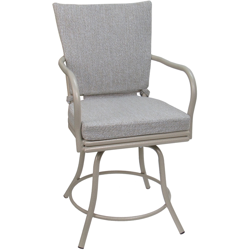Pemberly Row Outdoor/Indoor Patio Dining Chair in White Linen & Beige