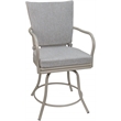 Pemberly Row Outdoor/Indoor Patio Dining Chair in White Linen & Beige