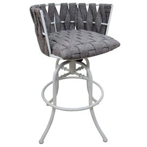 Pemberly Row Counter Swivel Tilt 26&quot Stool in Gray Fabric with White Metal
