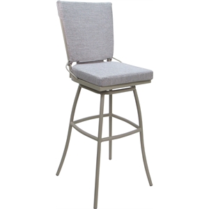 Pemberly Row Outdoor/Indoor Swivel Extra Tall 34&quot Stool Armless in Cream & Beige