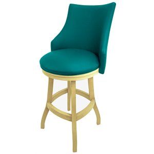 Pemberly Row Contemporary 30&quot Swivel Wood Bar Stool in Teal Blue & Beige