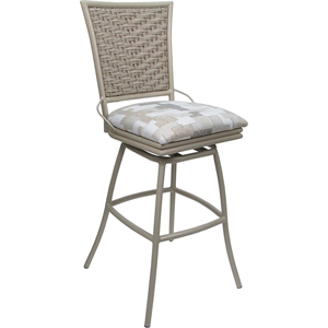Pemberly Row Outdoor Indoor Extra Tall 34&quot Stool Armless in White & Beige