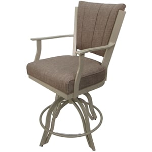 Pemberly Row Swivel Tilt Metal 24&quot Counter Stool in Basin Beige with Beige Frame