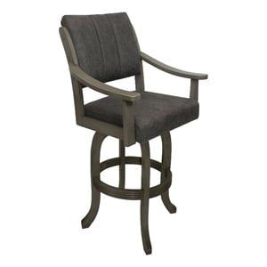 Pemberly Row Counter Wood 26&quot Bar Stool in Elk Charcoal with Asian Gray Frame