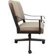 Pemberly Row Leather Dining Caster Chair Swivel Tilt in Tan Leather on Brown