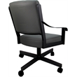 Pemberly Row Leather Dining Caster Chair Swivel Tilt in Gray Leather on Black