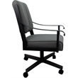 Pemberly Row Leather Dining Caster Chair Swivel Tilt in Gray Leather on Black