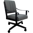 Pemberly Row Leather Dining Caster Chair Swivel Tilt in Gray Leather on Black