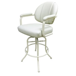 Pemberly Row 30&quot Vinyl Swivel Tilt Bar Stool in Beige & White
