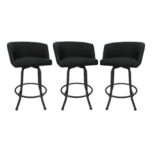 Pemberly Row Swivel Metal 30&quot Bar Stool in Black with Grey Frame