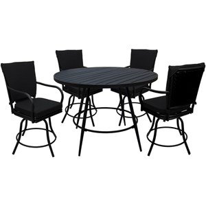 Pemberly Row Contemporary Outdoor/Indoor Patio Dining Set in Black