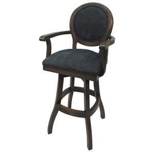 Pemberly Row 34&quot Swivel Solid Wood Extra Tall Bar Stool in Bella Charcoal