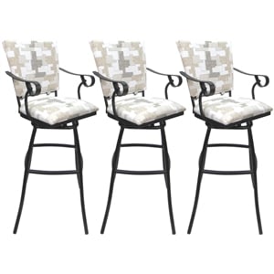 Pemberly Row Set of 3 Outdoor Indoor Extra Tall 34&quot Stools in White & Gray
