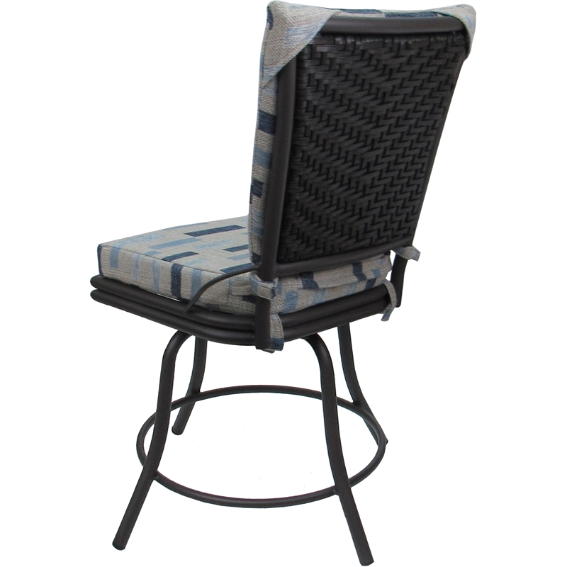 Pemberly Row Outdoor/Indoor Patio Dining Chair without Arms in Blue Beige & Gray