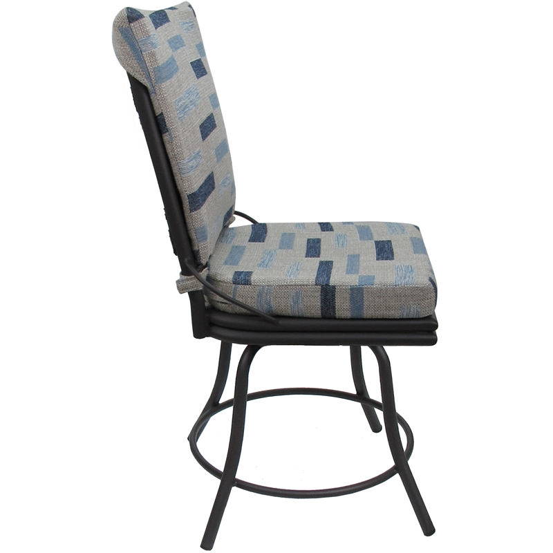 Pemberly Row Outdoor/Indoor Patio Dining Chair without Arms in Blue Beige & Gray