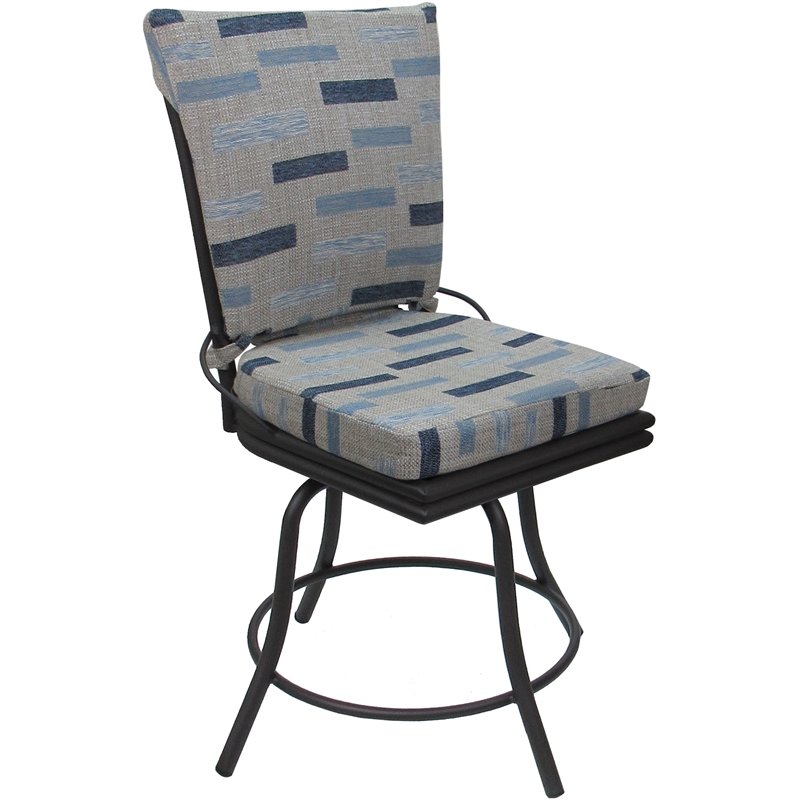 Pemberly Row Outdoor/Indoor Patio Dining Chair without Arms in Blue Beige & Gray