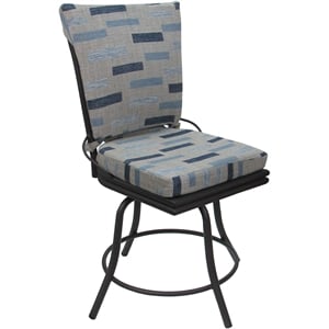 Pemberly Row Outdoor/Indoor Patio Dining Chair without Arms in Blue Beige & Gray