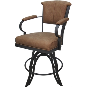 Pemberly Row Swivel Tilt Metal Bar Stool 30&quot Seat in Pecan Brown Vinyl with Gray