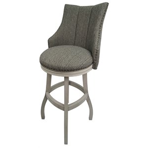 Pemberly Row 34&quot Swivel Solid Wood Extra Tall Bar Stool in Smoke Gray