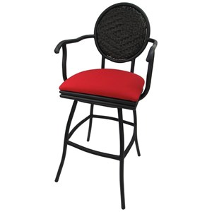 Pemberly Row Swivel 30&quot Bar Stool in Black Powder Coated Frame