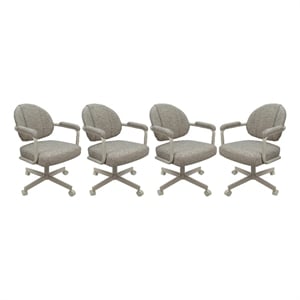 Pemberly Row 4 in Swivel Metal Dining Caster Chair with Beige