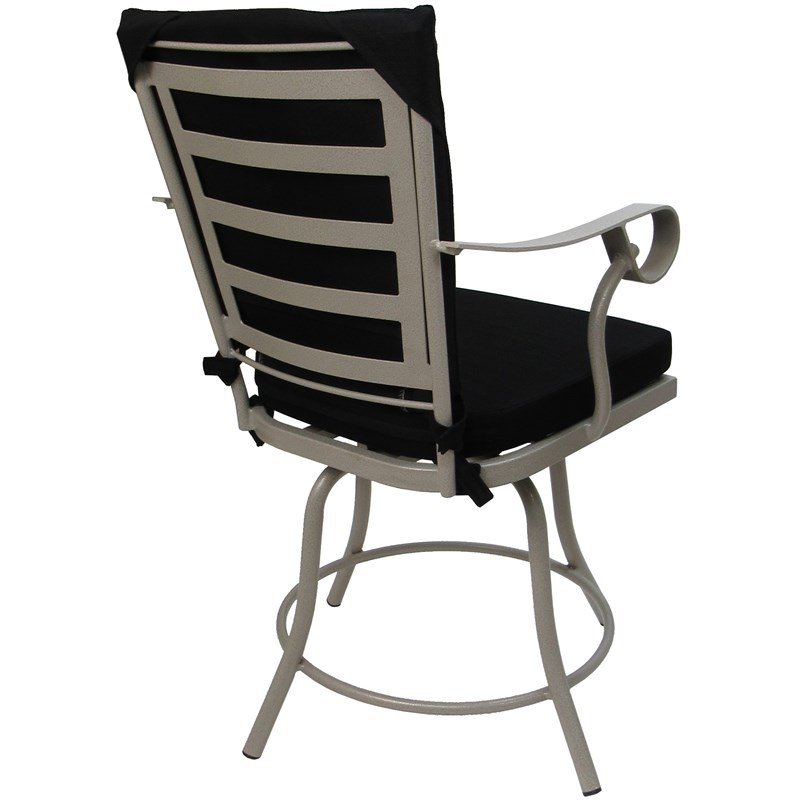 Pemberly Row Outdoor/Indoor Patio Dining Set in Dark Gray Linen with Beige