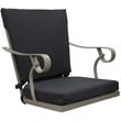 Pemberly Row Outdoor/Indoor Patio Dining Set in Dark Gray Linen with Beige