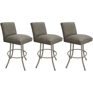 Pemberly Row Set of 3 Swivel Metal Counter Stools in Cocoa with Beige