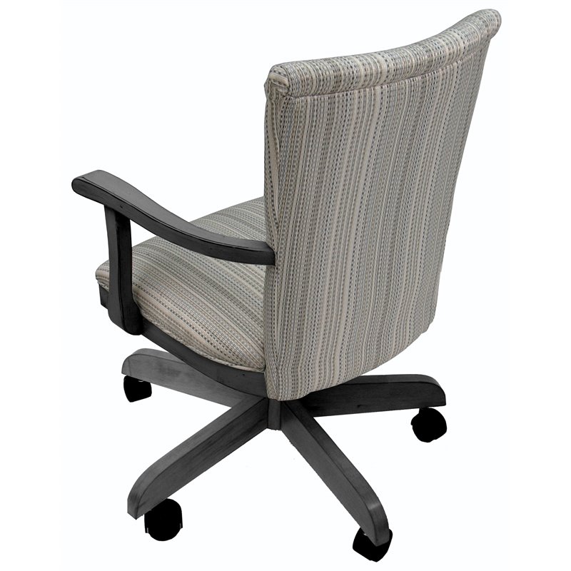 Pemberly Row Swivel Wood Dining Caster Chair 400 on Wheels in Natural & Gray
