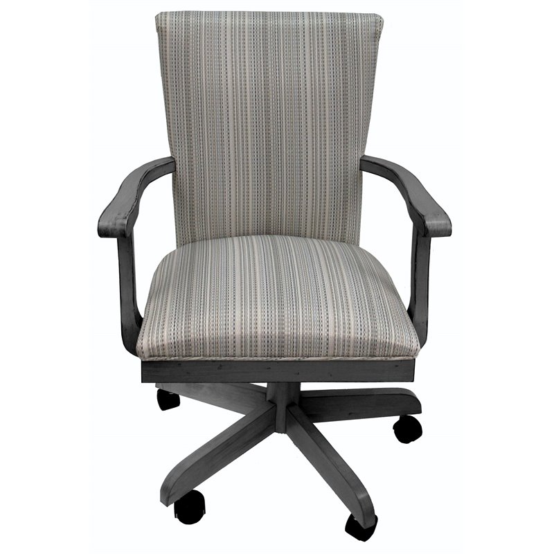 Pemberly Row Swivel Wood Dining Caster Chair 400 on Wheels in Natural & Gray