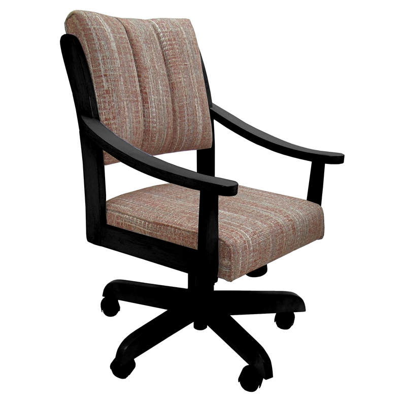 Pemberly Row Caster Solid Wood Dining Chair in Madder Red with Black