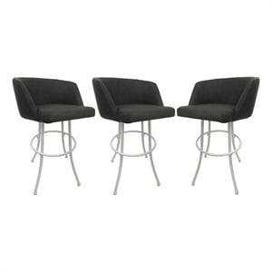 Pemberly Row 26&quot Vinyl Swivel Counter Metal Bar Stool in White