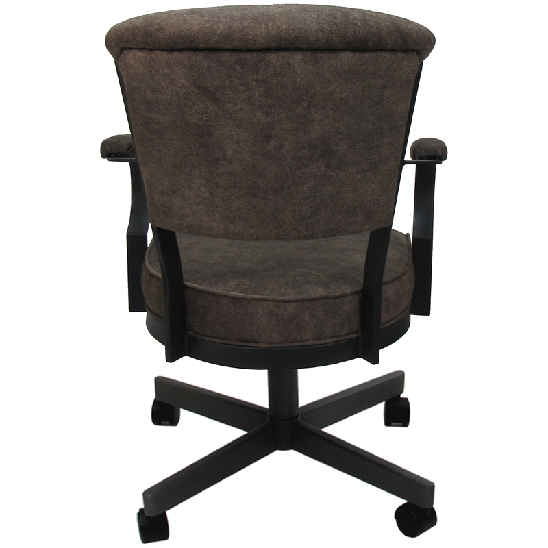 Pemberly Row Swivel Tilt Metal Caster Chair in Tobacco Brown with Gray Frame
