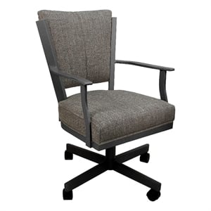 Pemberly Row Swivel Metal Dining Caster Chair in Cocoa Brown -Gray Frame