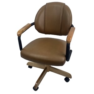Pemberly Row Swivel Dining Caster Chair and Upholstered Back Brown on Black