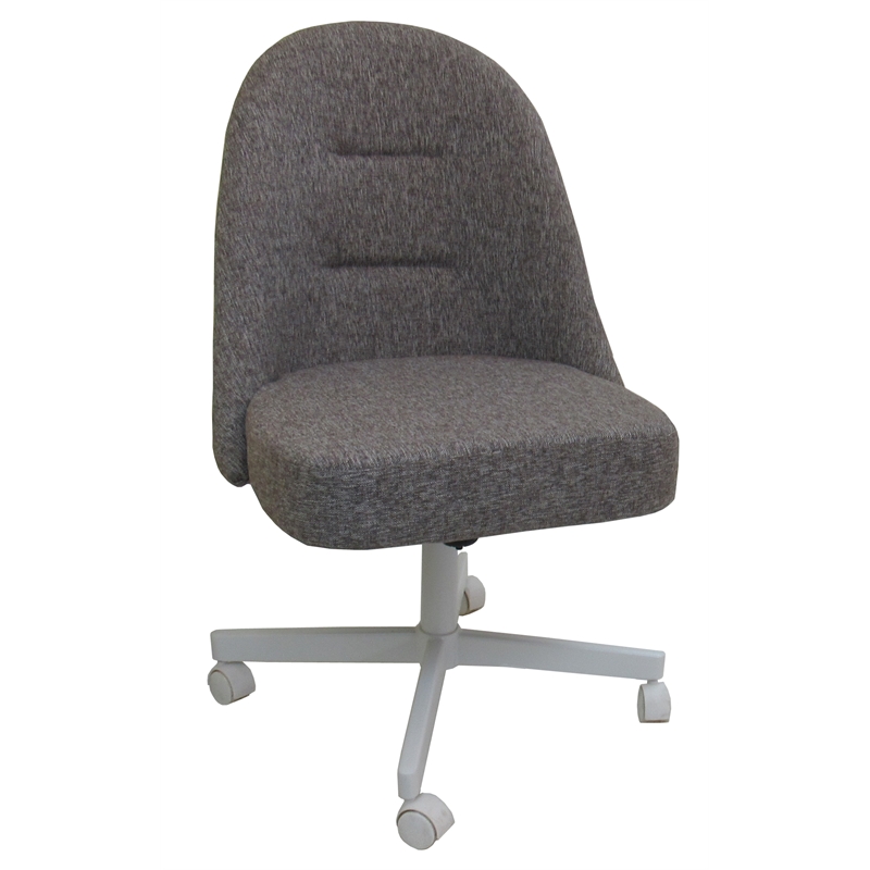 Pemberly Row Dinette Swivel Caster Chairs - Clear Glass in Mojeva Grey & White